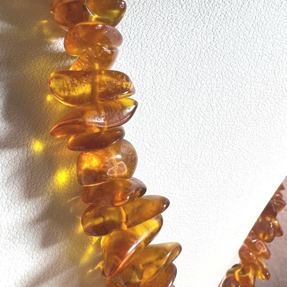 Vintage Baltic Amber Nugget Necklace Honey Yellow Cognac Barrel Clasp 31g 16 - Picture 10 of 11